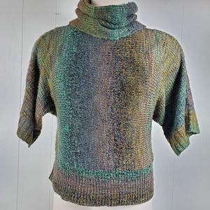 FEVER Unique rare turtleneck sweater with color gradient and short sleeves XL